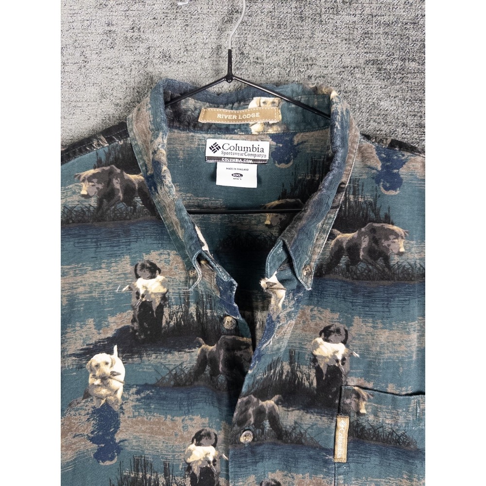 VTG Columbia River Lodge Shirt Mens 2XL Golden Retriever Labrador Dog
